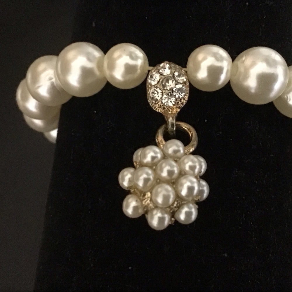 Faux pearl and rhinestone bracelet